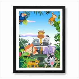 Wild Animals In The Jungle Art Print