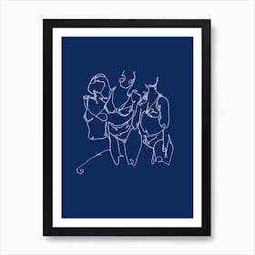 Sisters in Blue Art Print