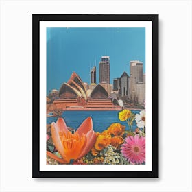 Sydney   Floral Retro Collage Style 1 Art Print