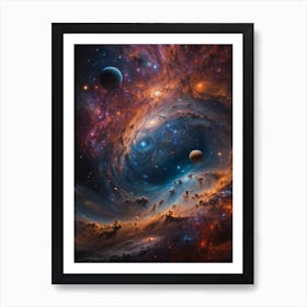 Galaxy And Planets Art Print Art Print