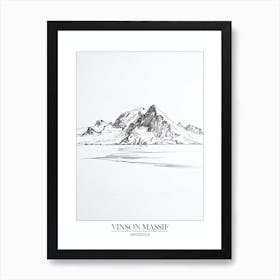 Vinson Massif Antarctica Line Drawing 3 Poster Póster