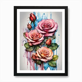 Watercolor Roses 4 Art Print