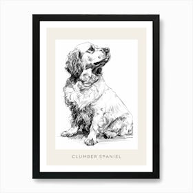 Clumber Spaniel Dog Line Sketch 1 Poster Art Print