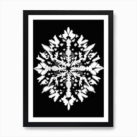 Winter Snowflake Pattern, Snowflakes, Linocut 1 Art Print