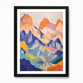 Zugspitze Germany 1 Colourful Mountain Illustration Art Print