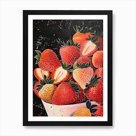 Strawberry Explosion Art Deco Art Print