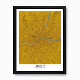 London Yellow Blue Map Art Print