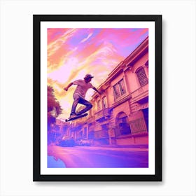 Skateboarding In Buenos Aires Argentina Futuristic 3 Art Print