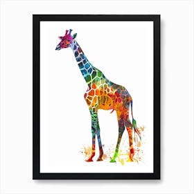 Colourful Watercolour Style Giraffe Portrait 3 Art Print