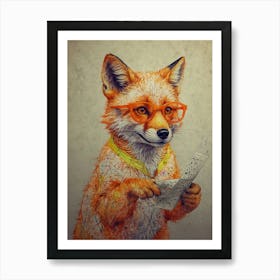 Fox In Glasses 2 Art Print