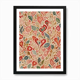 Hearts In Pattern Art Print