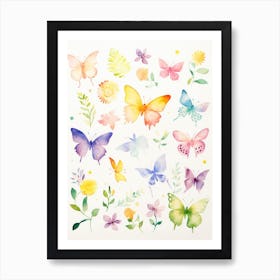 Watercolor Butterflies 9 Art Print