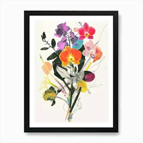 Orchid 2 Collage Flower Bouquet Art Print