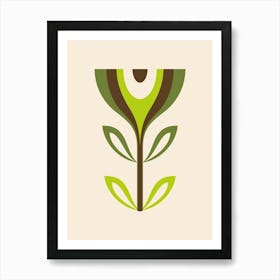 Mid Century Modern Flower 2 Green Art Print