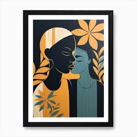 Kissing Women Art Print