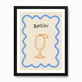 Bellini Doodle Poster Blue & Orange Art Print