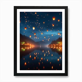 Lanterns In The Sky 2 Art Print