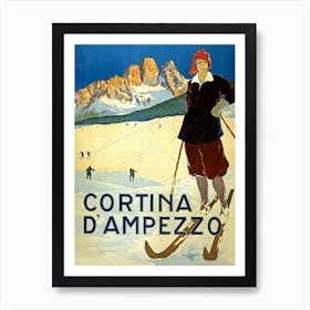 Happy Skier at Cortina Di Ampezzo, Italy Art Print