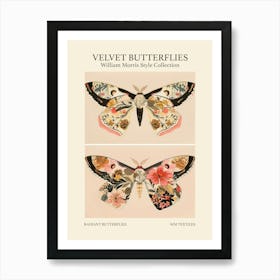 Velvet Butterflies Collection Radiant Butterflies William Morris Style 4 Art Print