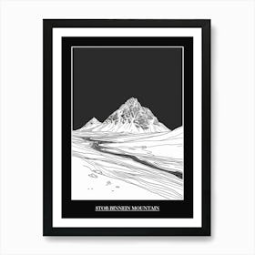 Stob Binnein Mountain Line Drawing 5 Poster Art Print