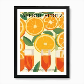 Aperol Spritz Pattern Aperitivo Cocktail Kitchen Art Art Print