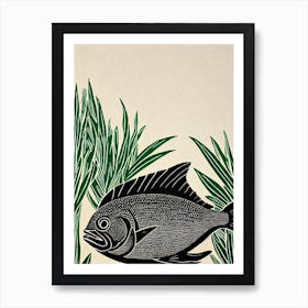 Pilchard II Linocut Art Print