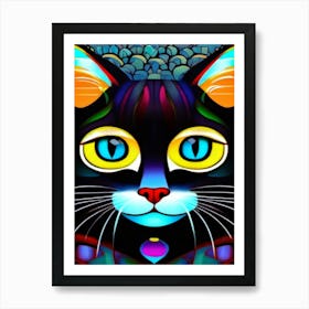 Kitschy Cat Portrait Art Print