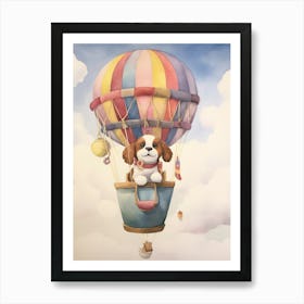 Baby Dog 4 In A Hot Air Balloon Art Print