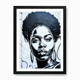 Graffiti Mural Of Beautiful Black Woman 85 Art Print