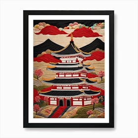 Japanese Pagoda, Japanese Quilting Inspired Art, 1511 Póster