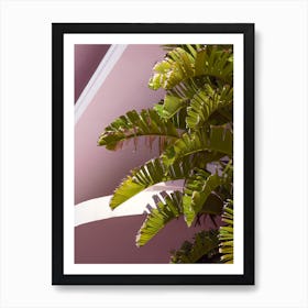 Palm Leaves With Pink Art Deco Architecture 1 Art Print