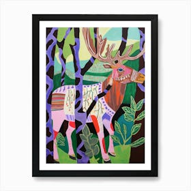 Maximalist Animal Painting Moose 3 Art Print