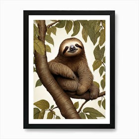 Cute Sloth Illustration Art Print