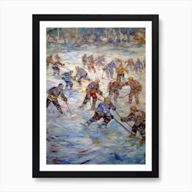 Ice Hockey In The Style Of Monet 1 Art Print