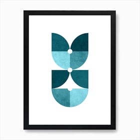 Quarter Circle Pattern In Blue 1 Art Print