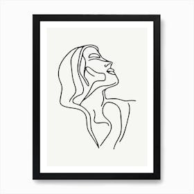 Single Line Drawing Of A Woman Monoline Illustration Art Print