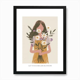 Let Your Dreams Blossom Poster Spring Girl With Purple Flowers 6 Art Print