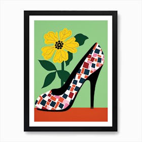 A Woman's Journey in Floral Footwear 1 Art Print