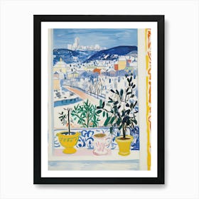 The Windowsill Of Salzburg   Austria Snow Inspired By Matisse 4 Art Print