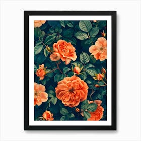 Orange Roses Wallpaper Art Print