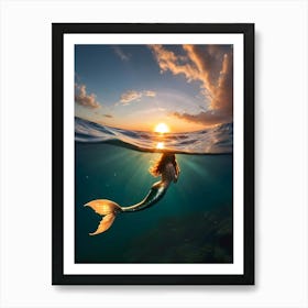 Mermaid At Sunset-Reimagined Art Print