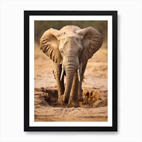 African Elephant Muddy Foot Prints Realism 1 Art Print