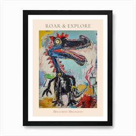 Abstract Graffiti Dinosaur In The Kitchen 3 Poster Art Print