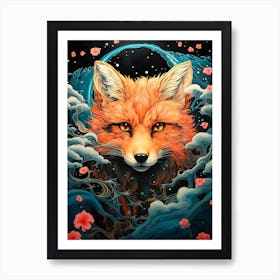 Fox In The Moonlight 4 Art Print