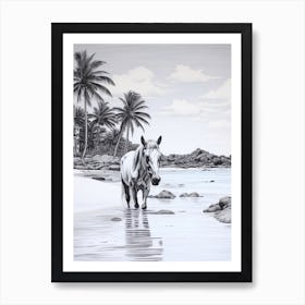 A Horse Oil Painting In Anse Source D Argent, Seychelles, Portrait 1 Art Print