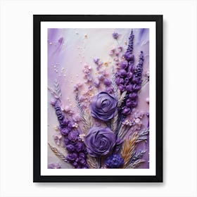 Purple Roses On A White Background Art Print