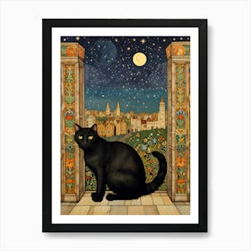 Cat In The Moonlight 3 Art Print