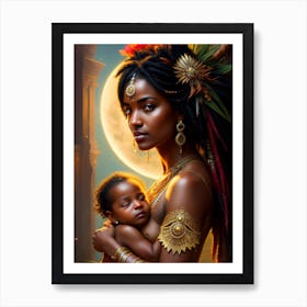 Caribbean Goddess Mother and Child Art Print