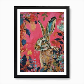 Floral Animal Painting Rabbit 3 Art Print