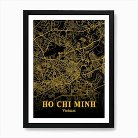 Ho Chi Minh Gold City Map 1 Art Print